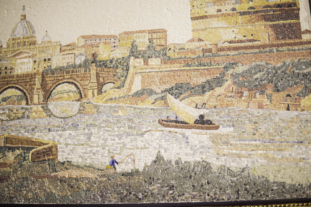 Full panel of Castel Sant'Angelo mosaic, large format Roman fine art Made in Italy