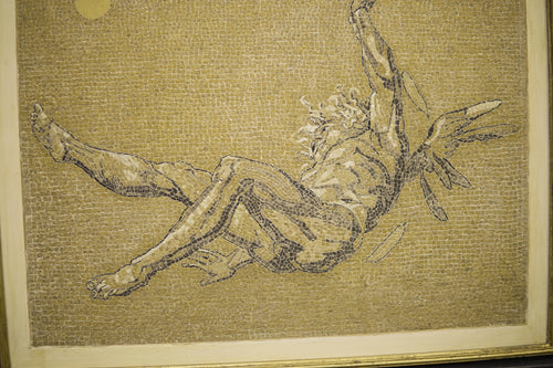 Detail of Icarus mosaic showing fine smalti tesserae work, Roman workshop