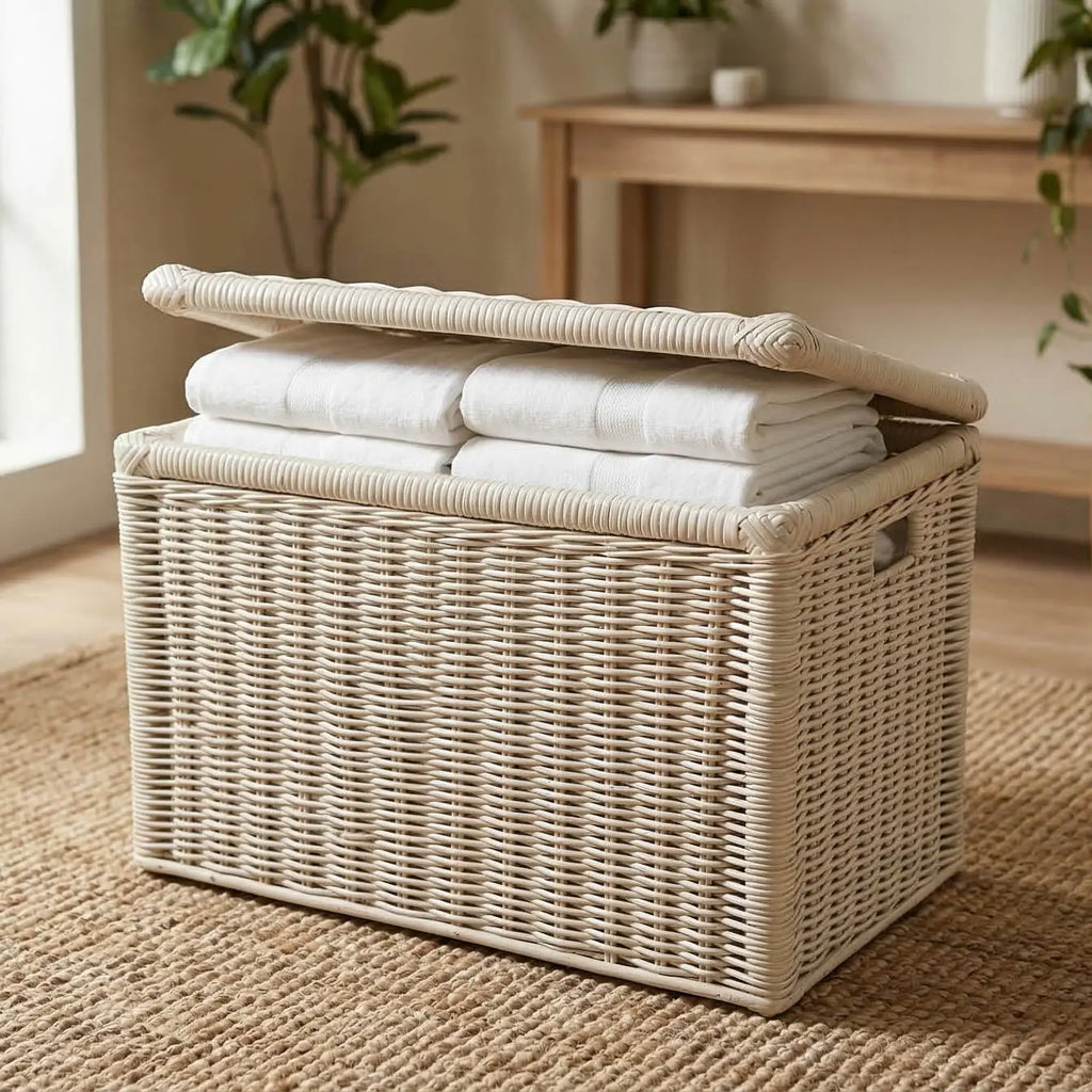 Handcrafted rattan bowl and tray set, natural midollino weave, Rome workshop