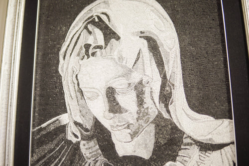 Detail of Pietà mosaic showing polychrome marble and smalti tesserae