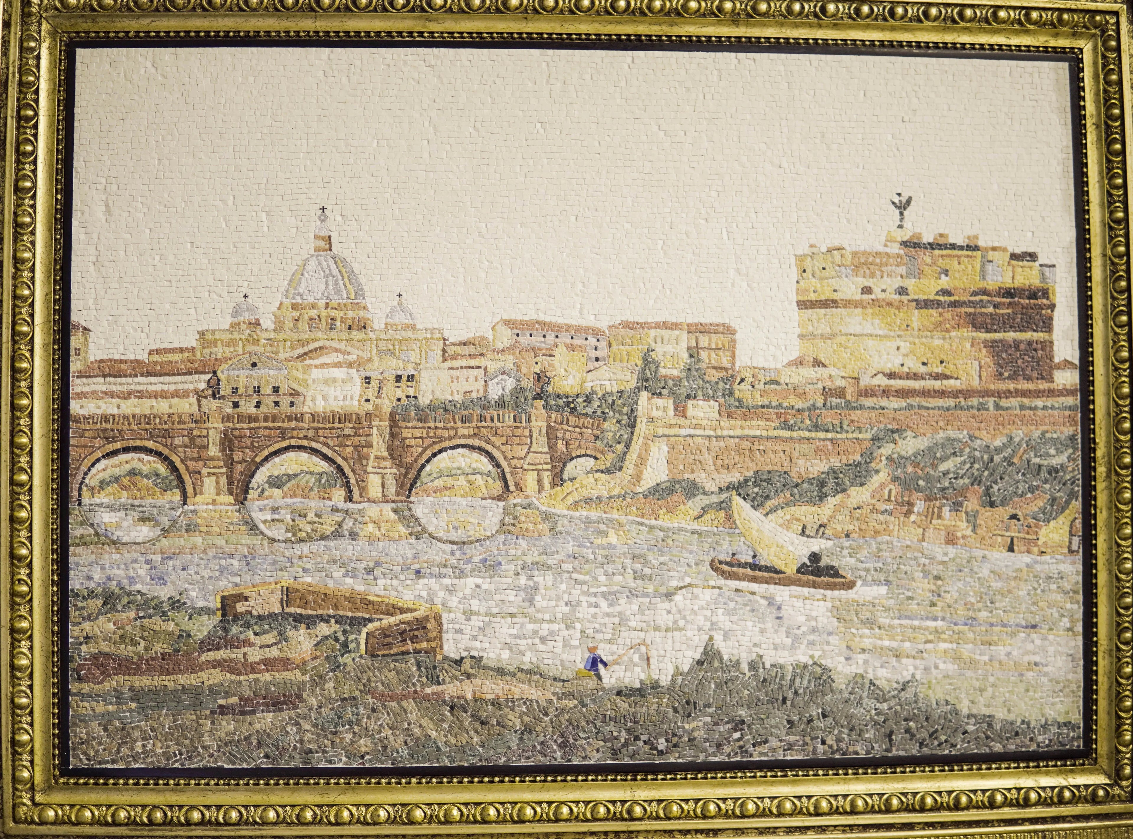 Detail view of Castel Sant'Angelo mosaic showing gold and smalti tesserae
