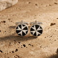 Handcrafted Roman mosaic cufflinks with micro-tesserae of marble and Venetian glass enamel