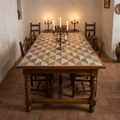 Handcrafted Roman mosaic tabletop with geometric pattern, made in Rome by Fabio Bordi